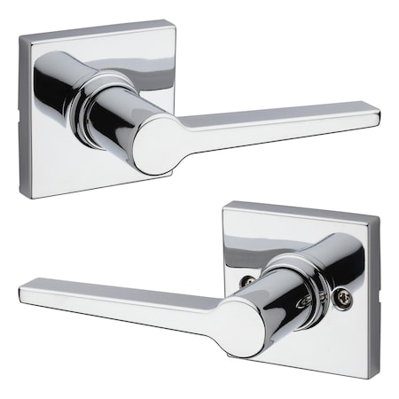 Safelock Daylon Lever with Square Rose Passage Lock with RCAL Latch and RCS Strike Bright Chrome Finish SL1000DALSQT-26